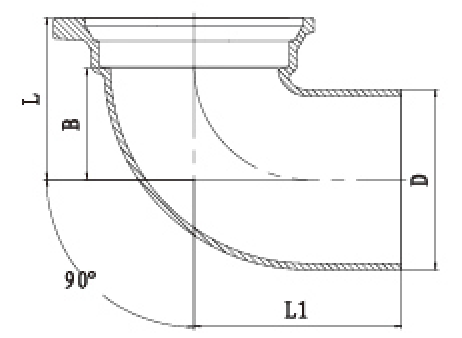 B型90度單承彎頭結(jié)構(gòu)圖